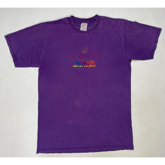 VINTAGE Jackson Hole Wyoming T-shirt Men Small Purple 90s - Picture 1 of 8